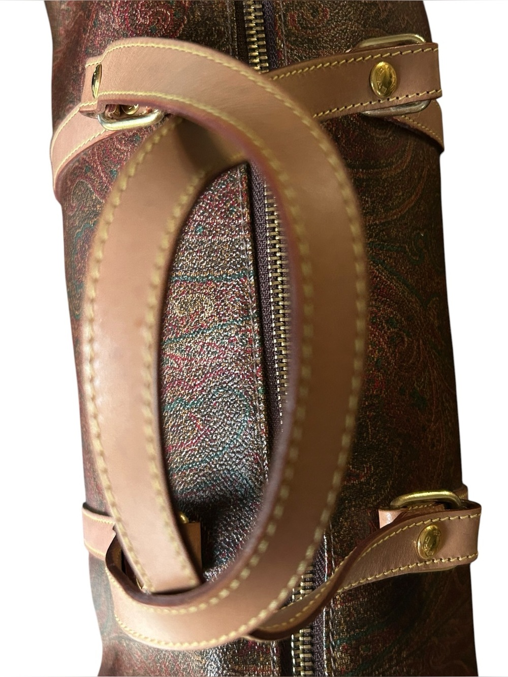 EXCELLENT VINTAGE ETRO Milano 12" Large Paisley Papillion Boston Barrel Bag 2001 - Picture 5 of 11